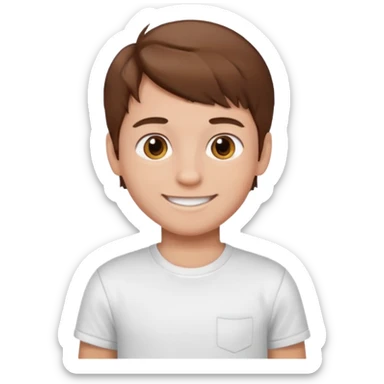boy with brown hair in white T-shirt sticker