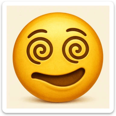 yellow face with spinning eyes and lopsided grin, drunk expression sticker