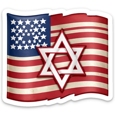 United States flag with a swastika symbol and star of david symbol on the flag sticker