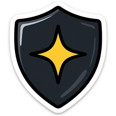 small bright star icon on glossy black surface of a high-end vehicle, main color glossy black, subtle reflections, emphasis on mirror-like shine, modern and clean, not overloaded sticker