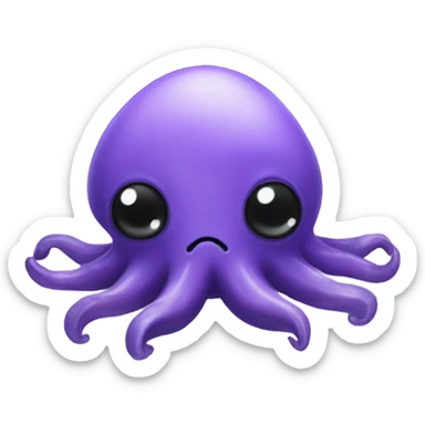 Purple squid plushie with black buttons as eyes sticker