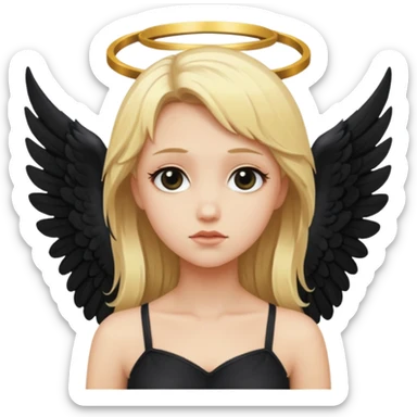 Fallen Angel, blonde hair, black wings sticker