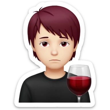 Bebendo vinho emo adolescente masculino com o rosto triste sticker