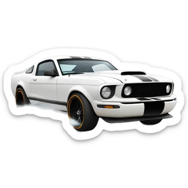 white mustang sports car emoji doing a burnout sticker