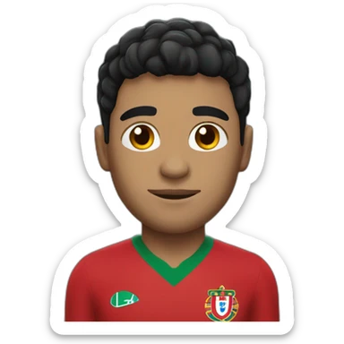 A man with black hair wearing a Portugal team uniform sticker