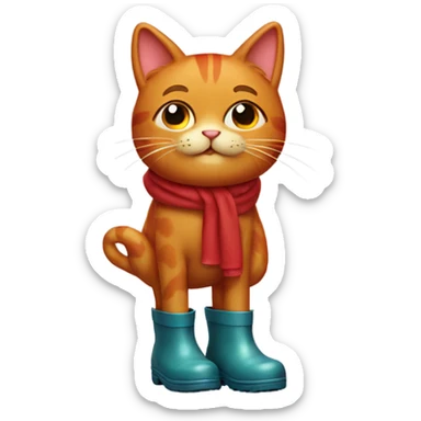 red cat wearing rain boots sticker