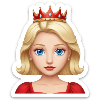 blonde queen blue eyes, red dress sticker
