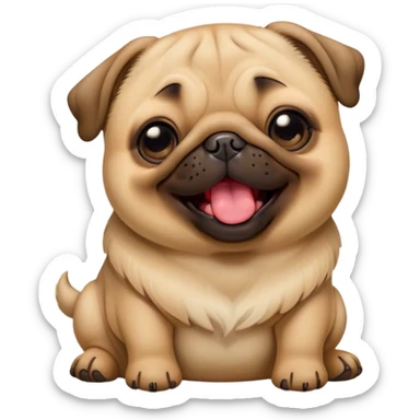 Cinematic Cute Yawning Fawn Pug Portrait Emoji, Head tilted slightly with a dramatic, wide-open yawn, showcasing a soft fawn coat with a velvety texture, floppy ears slightly drooping, round dark eyes barely open in drowsy contentment, Simplified yet irresistibly adorable features, highly detailed, glowing with a soft, cozy glow, high shine, relaxed yet expressive, stylized with a touch of whimsy, bright and endearing, soft glowing outline, capturing the essence of a sleepy yet affectionate companion, so drowsy it feels like it could stretch out of the screen and curl up for a nap! sticker