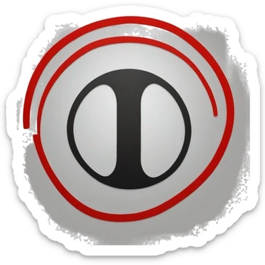 A black and red rectangle with a medium size circle in the middle sticker