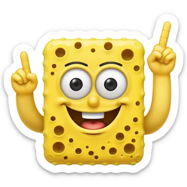 Can you create a sponge bob emoji holding up its middle finger?  sticker
