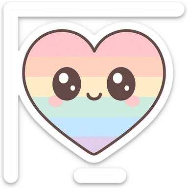 rainbow pride heart, kawaii style, no text sticker