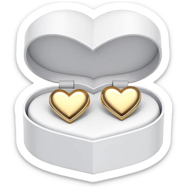 Gold heart earrings in a box opened to the right side sticker