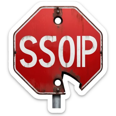 broken stop sign sticker
