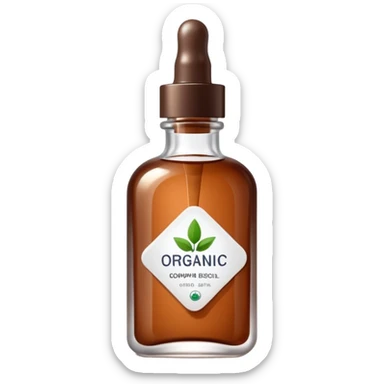 Organic cosmetic in a cristal brown bottle sticker