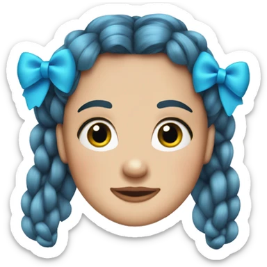 head Dorothy from wizard of oz with two blue hair bows on each braid sticker