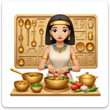 ancient Egyptian cooking scene in hieroglyphic style sticker