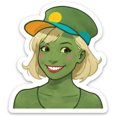 smiling girl with blonde hair sticker