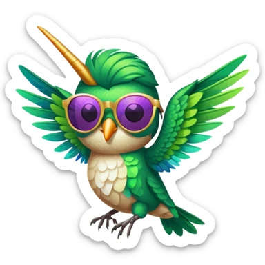green hummingbird with sunglasses sticker