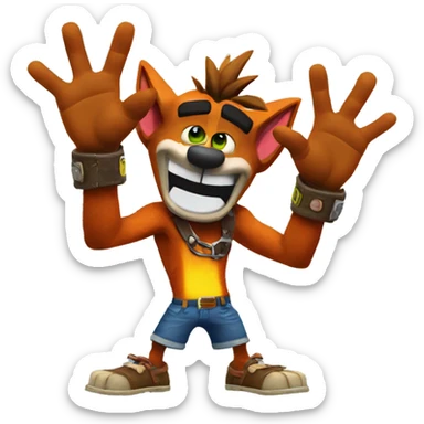 Crash bandicoot waving hello sticker