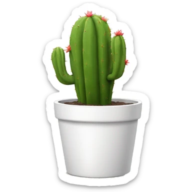 A cactus in a white pot sticker