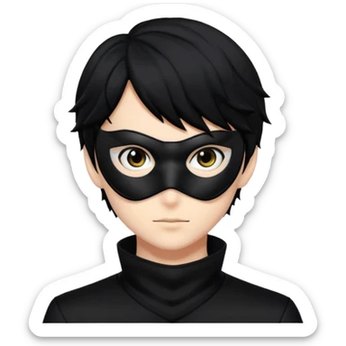 Akira persona 5 in a sleek black mask, playful eyes showing sticker