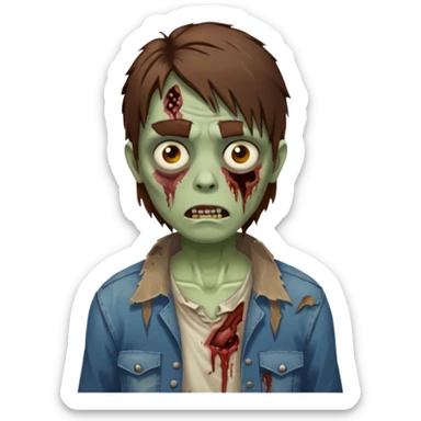 Zombie with lil bit curly medium brown hairi sticker