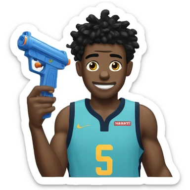 Ja morant with a water gun sticker