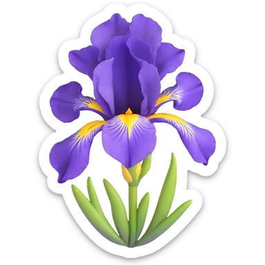 beautiful purple iris flower with yellow center sticker