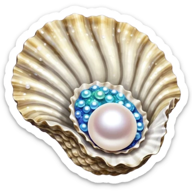 Glitter Oyster with Pearl  sticker