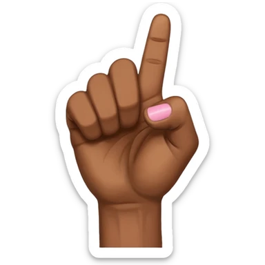 Brown skin hand with all fingers in a fist except for the pinky sticker