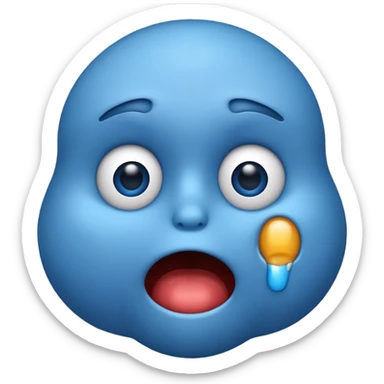 A blue emoji face with the expression of a nervous gulp sticker