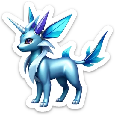Futuristic Modern Cobalion-Suicune-Vaporeon-fakemon-hybrid sticker