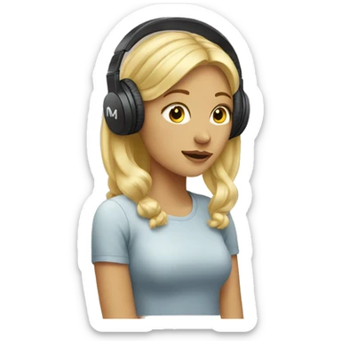 Blonde girl  listening to music  sticker