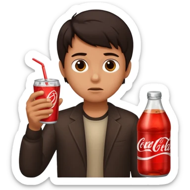 boy refusing a soda sticker