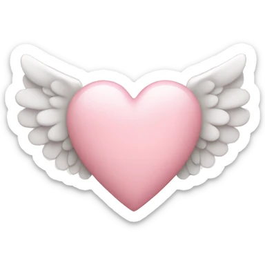 light pink heart with small angel wings sticker