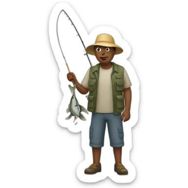 man fishing with hook sticker