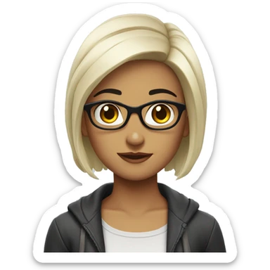 Pretty girl extremely extremely nerd short black hair sticker