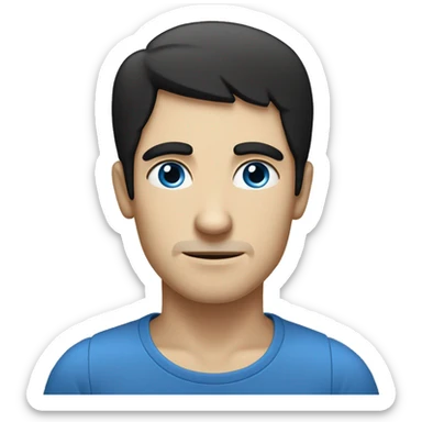 man with black hair and blue eyes thinking about the square root of three sticker