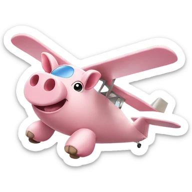 Flying pig in a plane sticker
