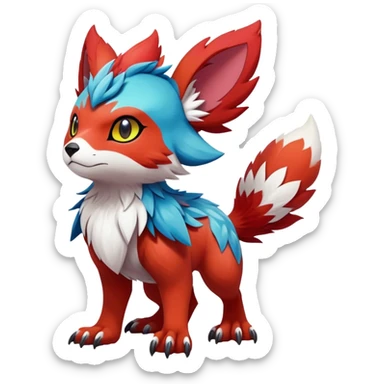 cool Falvie-Fionbri-fantasy-creature-Fakémon-Pokémon, full body, with markings sticker