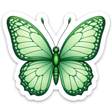 Green butterfly with dark green outline  sticker