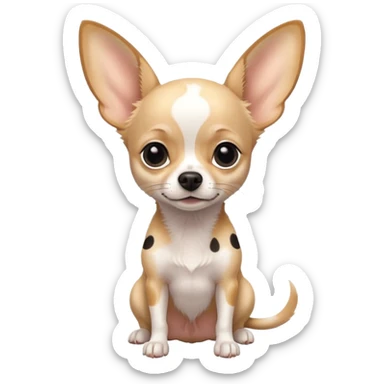 Chihuahua blanco con machas negras. Super delagado y con grandes orejas  sticker
