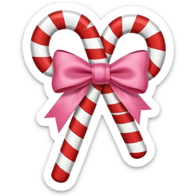 candy cane with little pink bow sticker