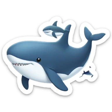 A whale cuddles with a shark sticker