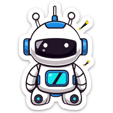 adorable little robot with blinking lights sticker