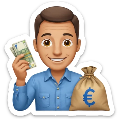 UNCLE WITH a bag of Euro MONEY sticker