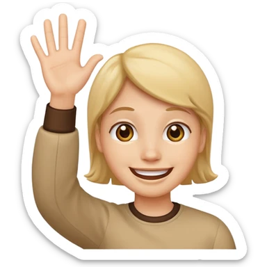 smiling face with two hands waving, friendly sticker