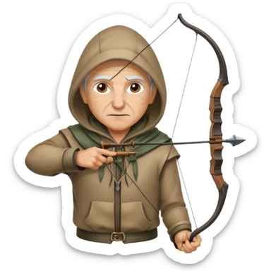Archer âgé capuche position tir sticker