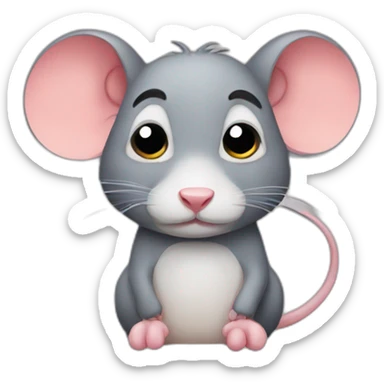 sad working rat sticker