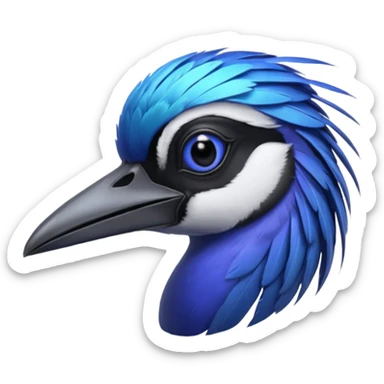 Blue Sicklebill headshot sticker